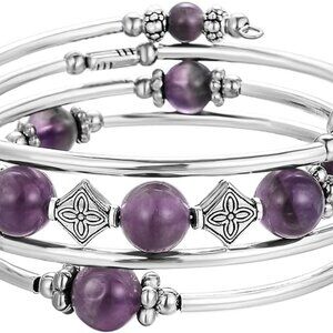 Beaded Pearl Bangle Wrap Bracelet Silver Beads Multilayer Charm Jewelry Women